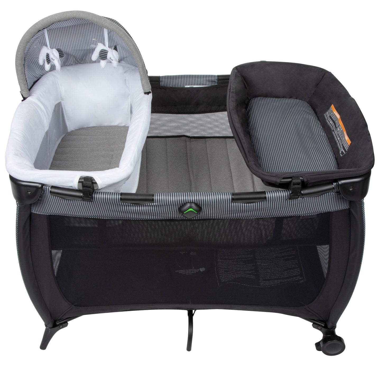 Monbebe Flex Deluxe Portable Playard, Gray & Black Pinstripe