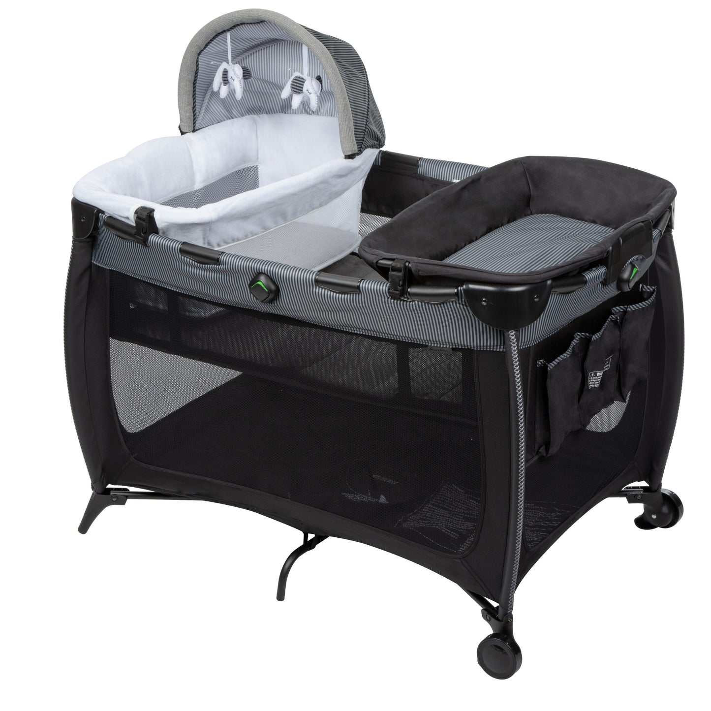 Monbebe Flex Deluxe Portable Playard, Gray & Black Pinstripe