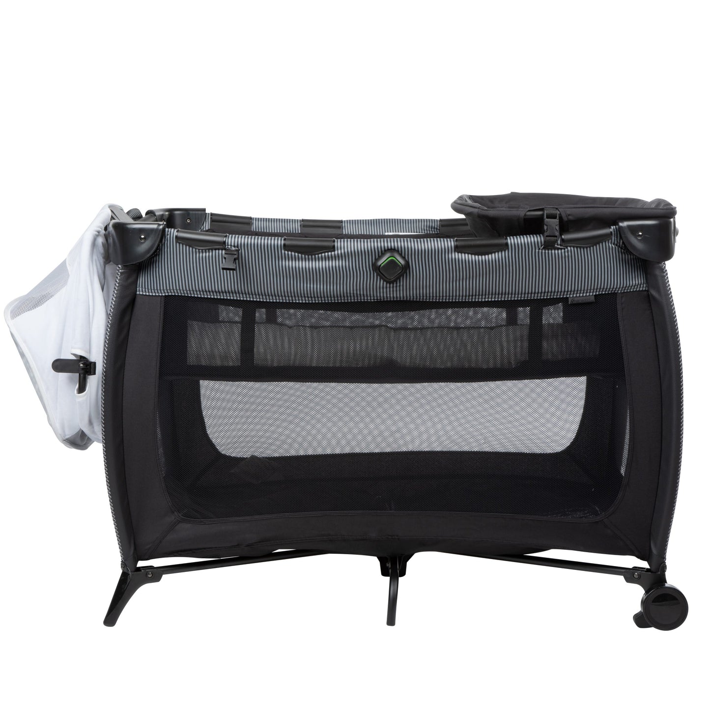 Monbebe Flex Deluxe Portable Playard, Gray & Black Pinstripe