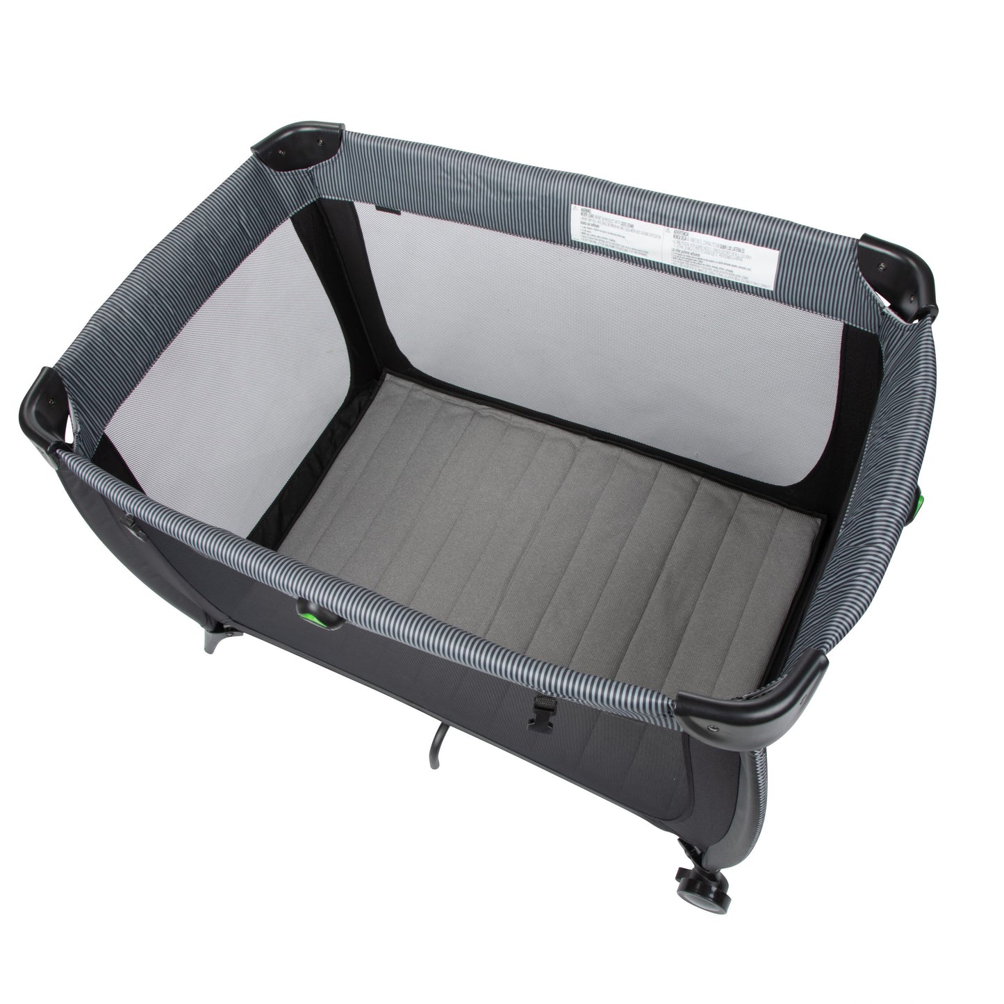Monbebe Flex Deluxe Portable Playard, Gray & Black Pinstripe