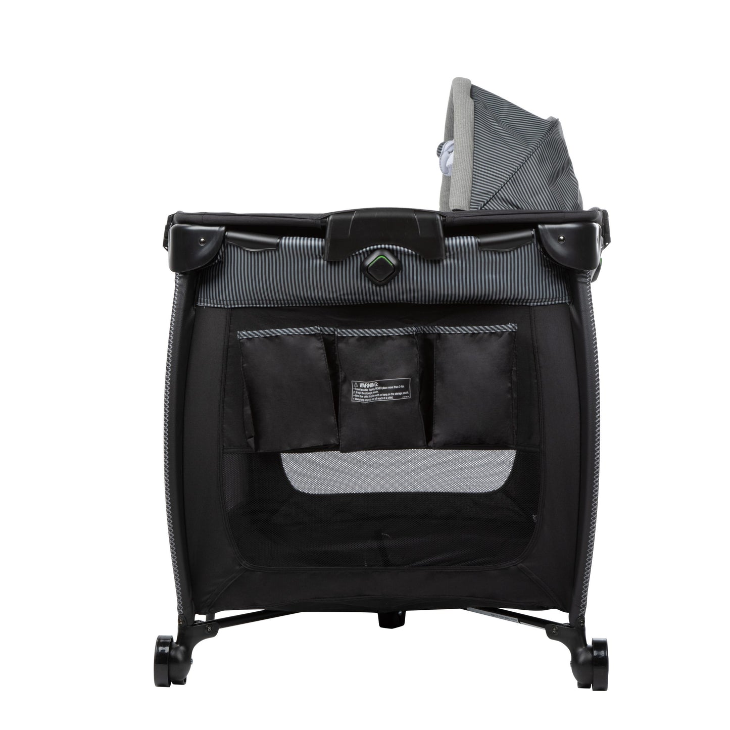 Monbebe Flex Deluxe Portable Playard, Gray & Black Pinstripe