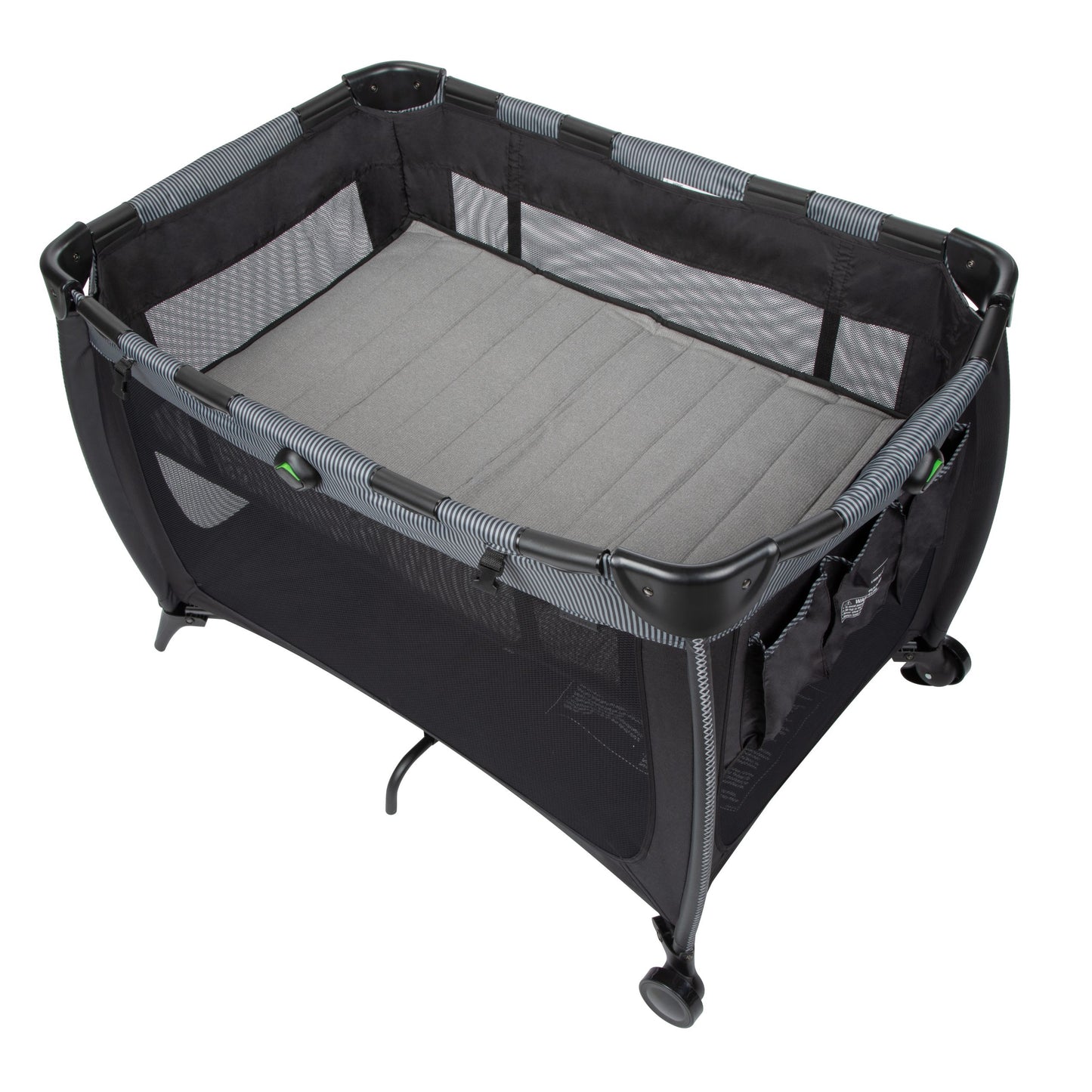 Monbebe Flex Deluxe Portable Playard, Gray & Black Pinstripe