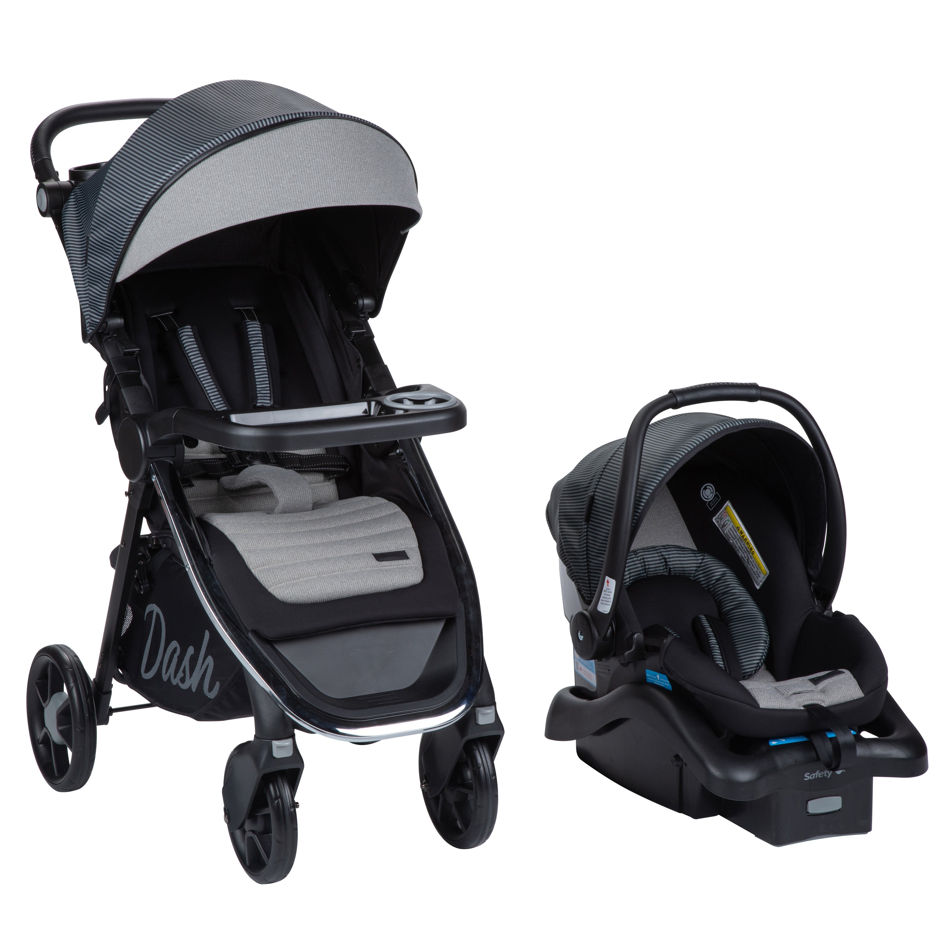 monbebe stroller dash travel system Monbebe Dash Travel System, Gray and Black Pinstripe – Dorel Juvenile Monbebe